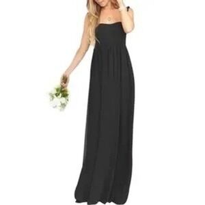 Show Me Your MuMu June Maxi Chiffon Dress in Black Bridesmaid Gown size XS‎